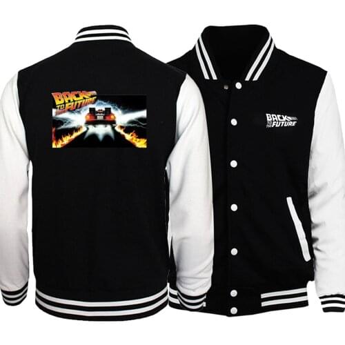 Back To The Future Baseball Men Jackets Coats Winter Autumn Fleece Warm White Black Sportswear Bomber Streetwear Plus Size