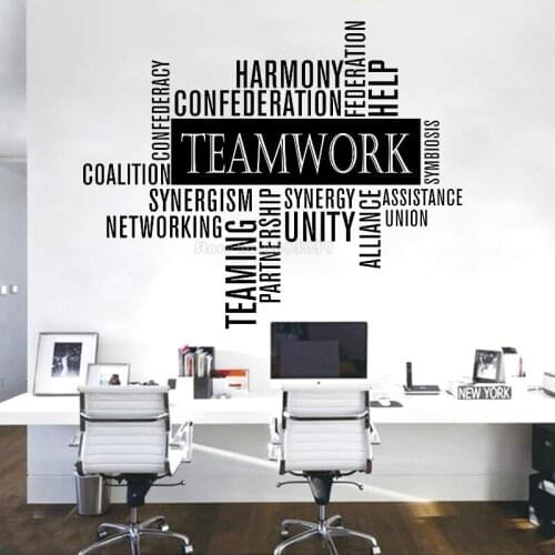 Large Size Teamwork Word Vinyl Decal Company Office Wall Stickers Hall Interior Design Decor Big Letters Removable Murals LL2537