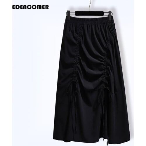 Design Sense Pleated Skirt Irregular High Waist Slimming Long Skirts 2021 Summer New Plus Size Womens Clothing Faldas