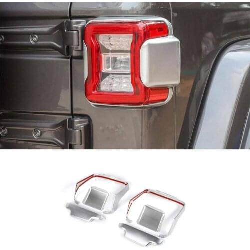 For Jeep Wrangler JL JLU 2018 2019 Silver ABS Rear Tail Light Lamp Cover Trim