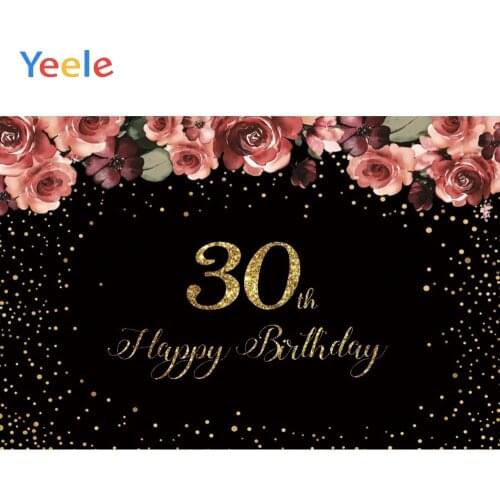 Adult Birthday Party Golden Flower Shiny Light Dots Photography Backdrops Personalized Photographic Background For Photo Studio