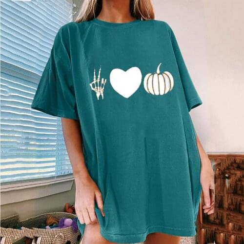 Halloween Pumpkins Printed T-shirts Women Summer Graphic Tee Aesthetic Tops For Teens Short Sleeve Harajuku Shirt Oversize#f3