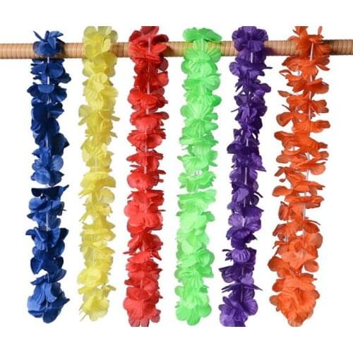 Hawaiian Flower Necklace wreaths Tropical Luau Hawaii garland Theme Party Favors Holiday Wedding Beach Birthday Decor 90cm 105cm