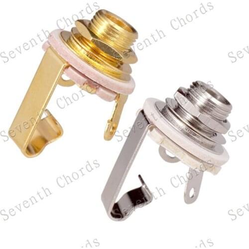 2Pcs/lot Brass Material Mono Input guitar Jack Plug Socket For Electric Guitar Bass output 6.35mm Silver Gold guitar Accessories