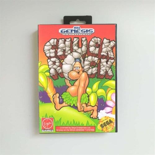 Chuck Rock - USA Cover With Retail Box 16 Bit MD Game Card for Sega Megadrive Genesis Video Game Console
