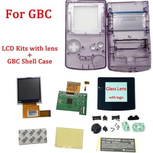 LCD Kits with shell for GBC high brightness LCD and new shell case for Gameboy Color , GBC LCD screen with housing shell case
