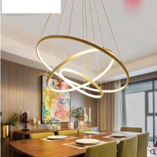 Creative art personality restaurant lamp fashion led chandelier Nordic Hong Kong-style living room lamp circular ring lamp light