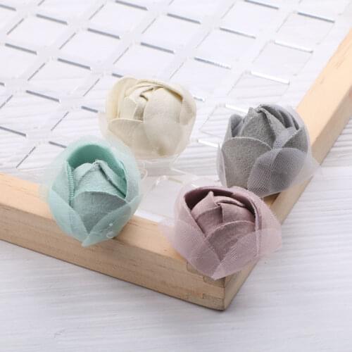 Wholesale 100pcs 25mm Handmade Chiffon Leather Fabric Rose Flower Patch Sticker Fit Girl Kids Hair Jewelry headband Clip Band