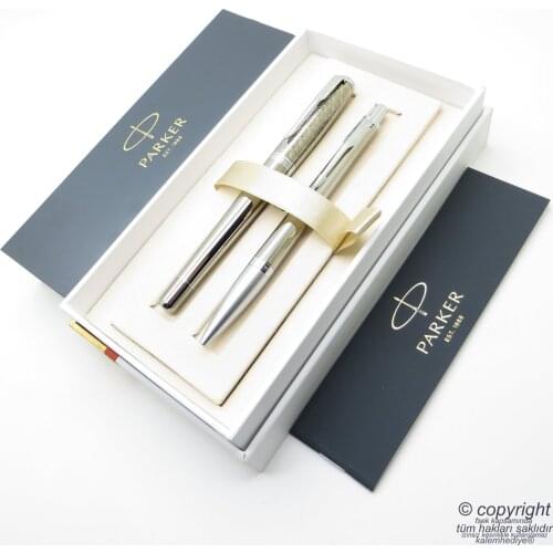 Parker Urban Premium Pattern Silver Glitter Fountain Pen + Ballpoint Pen | İsme Special Pen | Gift Pen