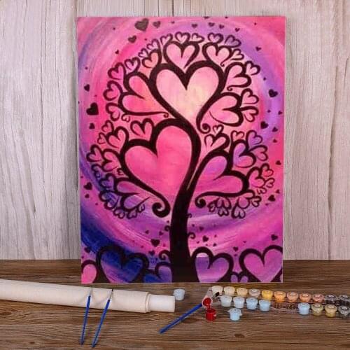 Scenery Tree Landscape DIY Paint By Numbers Set Acrylic Paints 40*50 Canvas Pictures New Design For Handicraft