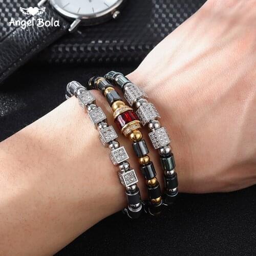 Luxury CZ Polygon Ball Charm Stainless steel Bead Macrame Handmade Men Bracelets Set Bracelets & Bangles for Women Jewelry