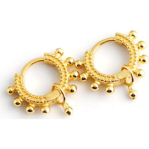 925 Sterling Silver Earring Fashion Punk Rivet Round Bead Ear Ring Circle Ear Bone Nail geometry Ear Buckle Wild Boy Girl Ear Je