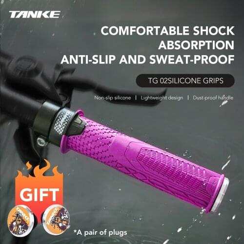 TANKE Bicycle Silicone Grips 1Pair MTB Mountain road Bike Handlebar Grip Cover Anti-slip Strong Support grips Lock Bar End Outdo