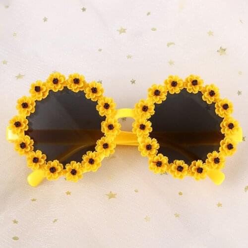 2021 Children Cute Cartoon Flower Heart Sunglasses Kids Round Glasses Baby Fashion Colors Sunglasses Boys Girls Eyewear