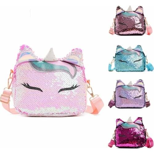 Women Unicorn Crossbody Bag Girl Small Purse and Handbag Ladies Wallet Shoulder Bag Lolita Shiny Sequined Bag Bolsa