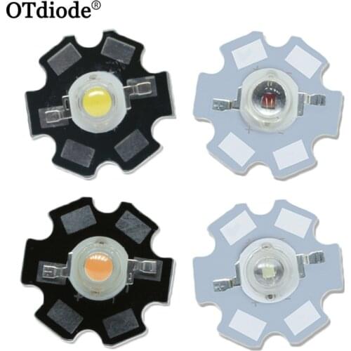 5pcs 1W 3W High Power LED Full Spectrum White Warm white Green Blue Deep Red 660nm Royal blue With 20mm White & Black Star PCB