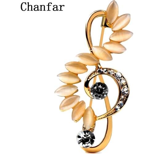 Chanfar Vintage Note Shape Crystal Rhinestone Brooches Ladys Music Hat Scarf Accessories Women Men Jewelry