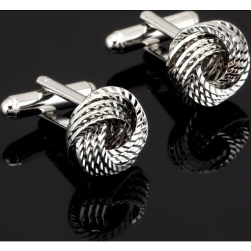 High quality silvery twist Cufflinks for men fashion knot design top quality copper hotsale cufflinks whoelsale&retail