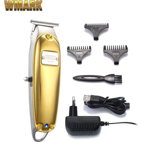 WMARK NG-2021 All-metal Golden Sliver cord/cordless detail triimer with T-blade detailer USB charge 1400mAh high speed motor