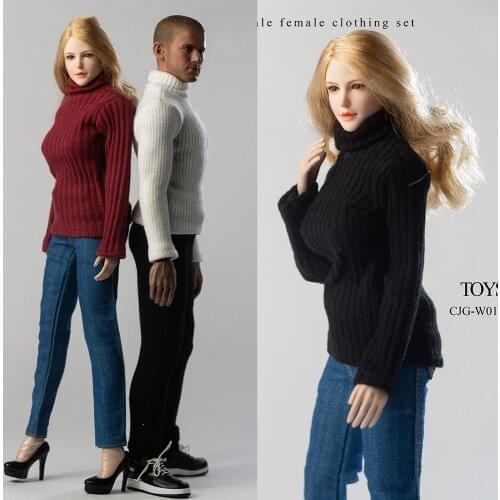 In Stock CJG-W011 1/6 Scale Woman/Man Clothes Female/Male High Collar Sweater Accessory For 12'' Iinch TBL UD Action Figure