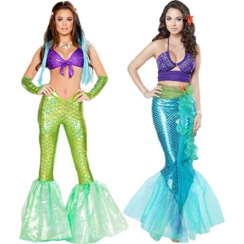 Adult Women Sexy Deluxe The Mermaid Fantasy Halloween Party Costumes Evening Party Stage Clothes