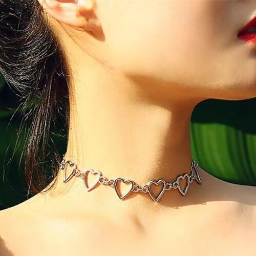 EN 2021 New Fashion Korean Sweet Love Heart Choker Necklace Statement Girlfriend Gift Cute Necklace Jewelry Collier Femme Gifts