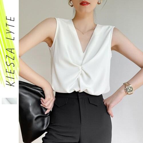 Women Sleeveless Shirts Tops 2021 for Work Korean Casual Vest Tops Office Lady Elegant Blsuas Mujer Moda