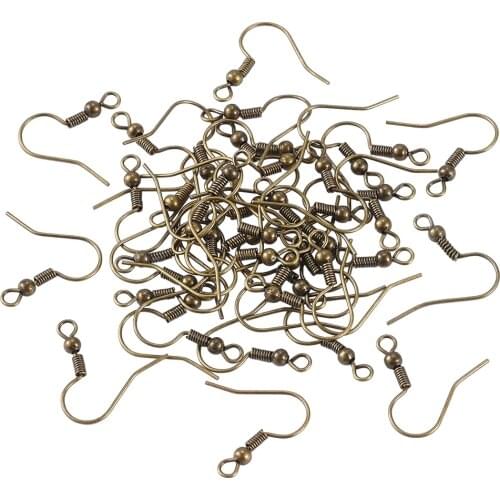 100pcs Golden/Antique Bronze Iron Ear Wires Hook Clasp Earrings Hooks Supplies Nickel Free for DIY Jewelry Findings Drop Earring