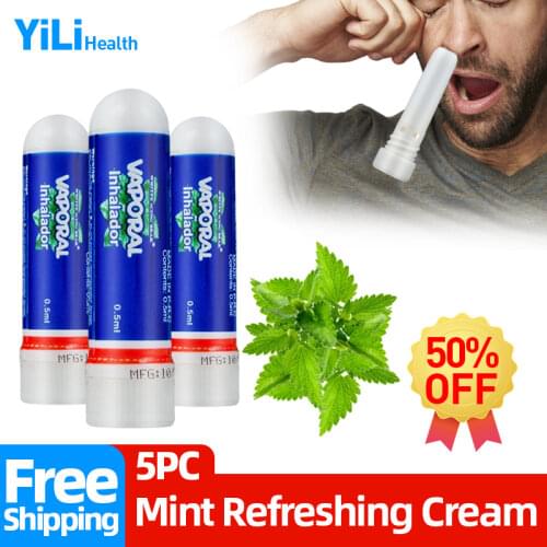 2/5pcsThailand Nasal Inhaler Rhinitis Mint Cream Sinusitis Reliever Nose Congestion Cool Refresh Herbal Essential Oils