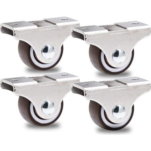 4 Pcs Hot New Arrival 1 Inch Dia Universal Furniture Caster Furniture Trolley Iron Top Plate Silent Nylon Fixed Caster Wheel