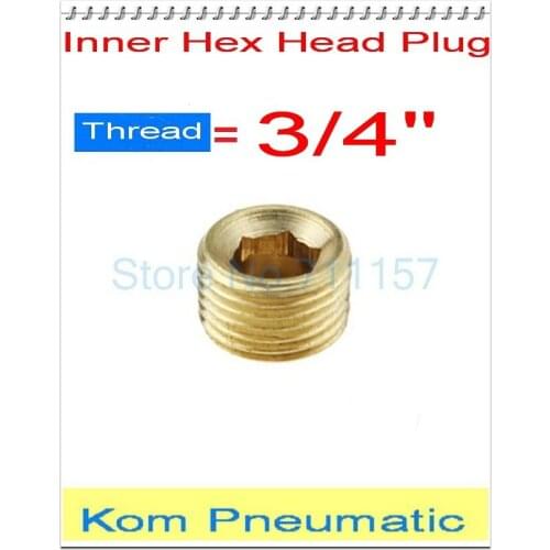 5pcs/lot Air Pneumatic 3/4" Male Thread Internal Hex Head Pipe Plug Inner Hexagon Plugs Socket Connector Fitting Brass 3/4 PT