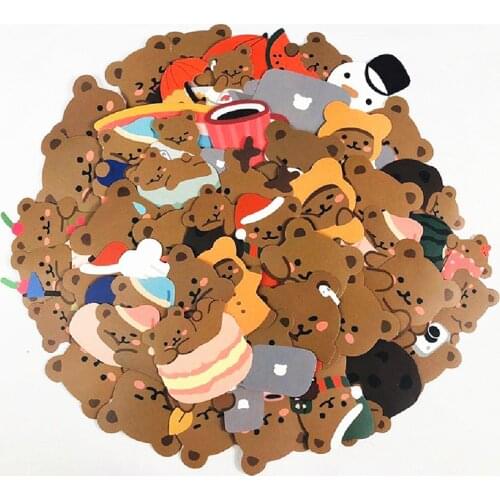 50 Sheets Kawaii Cartoon Bear Stickers Girl Diary Scrapbooking Mobile Phone Shell Car Helmet Stationery Decoration Stickers Gift