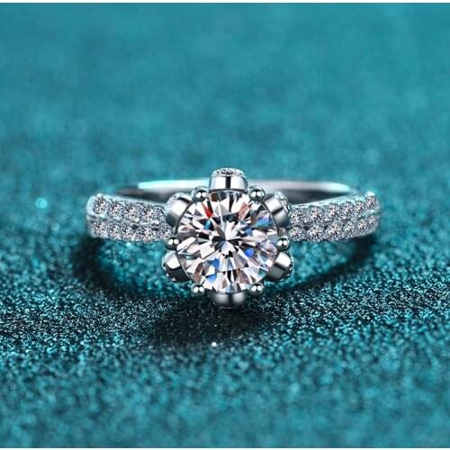 925 Sterling Silver Passed Diamond Test Stone Crown Rings 1CT Moissanite Ring Women Classic Engagement Fine Jewelry Gift