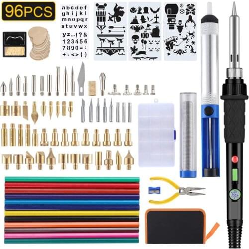 96 pieces of wooden burning kit professional woodcut adjustable temperature hot stamping embossing engraving welding DIY