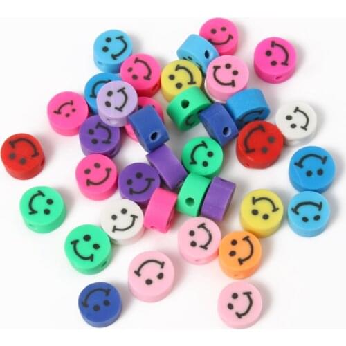 9x5mm Mixed Polymer Round Flat Smile Soft Pottery Loose Spacer Beads for Jewelry Making Diy Charms Bracelet Necklace Accessories