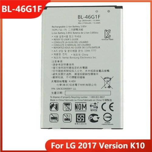 Original Phone Battery BL-46G1F For LG 2017 Version K10 BL-46G1F Replacement Rechargable Batteries 2800mAh