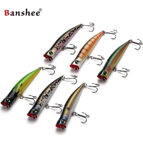Banshee 6pcs/lot 80mm 8g VP02 Fishing Lure Rattle Sound Wobbler Artificial Hard Bait 6 Colors Freshwater Bass Popper