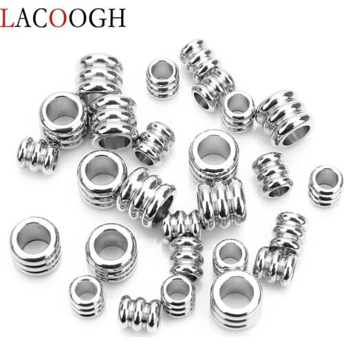 20Pcs 7x8mm 5.5x6mm Stainless Steel Flat Round Beads Tone Hollow Loose Spacer Charm Beads For DIY Jewelry Making Findings