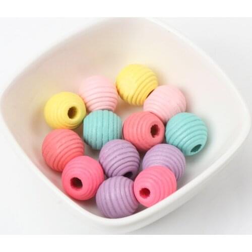 14mm 20Pcs Candy colors Natural Whorl Wave Wooden Round Ball Spacer Beads for Diy 2018 New KL101
