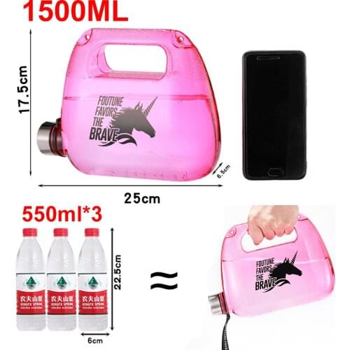 Fitness Sport Water Jug 1.5L 51oz Water Bottle BPA Free Portable GYM Large Capacity Water Bottle With Non-slip Cover and Handle