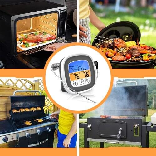 LCD Digital Cooking Food Meat Oven Kitchen BBQ Grill Thermometer Clock Timer with Waterproof Probe Touchscreen Kitchen JW