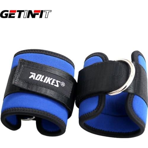 Getinfit 1 Pair Bodybuilding Resistance Band D-ring Ankle Straps Home Workout Exercise Ankle Cuffs Leg Power Training