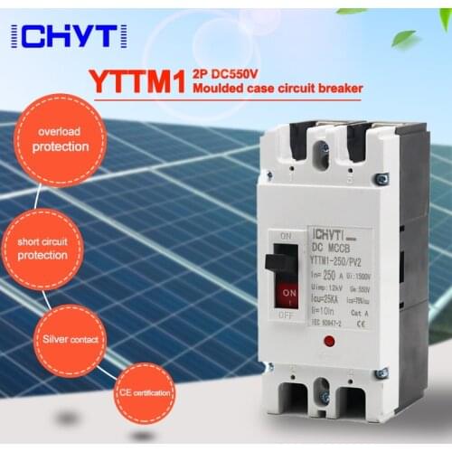 ICHYTI YTTMI-250/PV2 Moulded Case Circuit Breaker Switch 2P 550V 160A 200A 250A DC MCCB Solar Battery Main Switch
