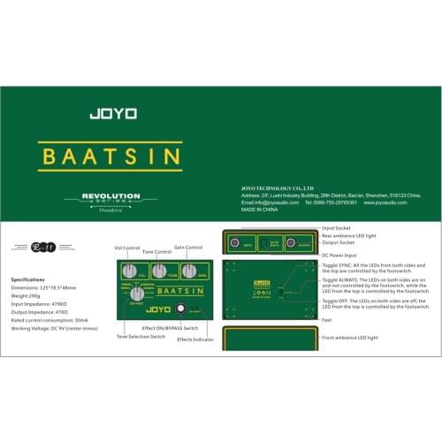 Joyo R-11 electric guitar distortion overload single block effect OCD eight in one