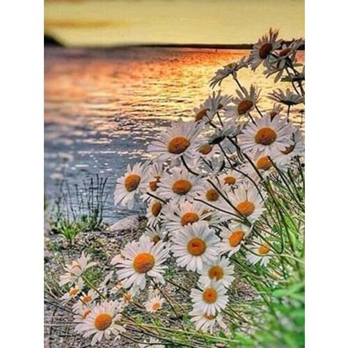 Full Drill Square Diamond Painting Flower Picture Of Rhinestone 5D Diamond Embroidery Seaside Diamond Mosaic Decoration