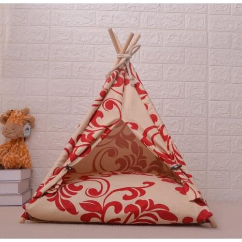 Beautiful doghouse with cushioned pet tent solid wood pole pet tent cotton kennel comfortable and detachable convenient cleaning