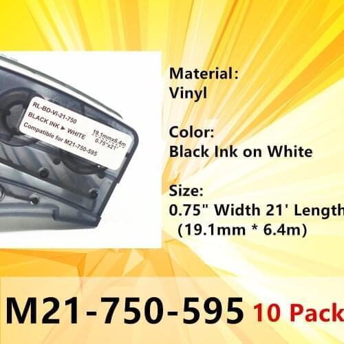 Label Tape M21 750 595 Ribbon Black on White 19.1mm Width 0.75 Compatible for BMP21 PLUS IDPAL LABPAL Label Printer