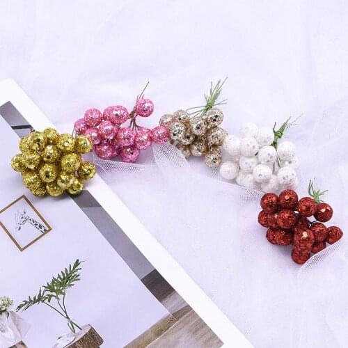 100/200Pcs Mini Artificial Berries Wedding Fake Flowers Bouquet Stamen Foam Cherry Wreaths DIY Christmas Gift Box Decor Supplies