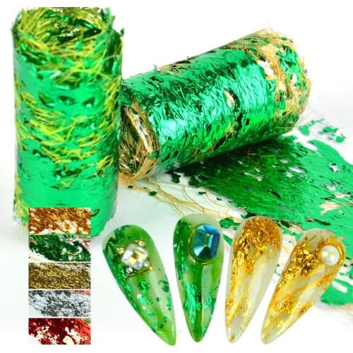 WUF 17 Colors 3D Nail Art Stickers Aluminum Foil Paper Decals Mesh Net Sliders Laser Hollow Silk Tape Nail Art Polish Decoration