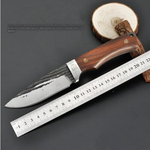 Free shipping Handmade 440C steel Hunting Knife Camping Survival Knife Fixed Blade Tactical Knife wood handle tools
